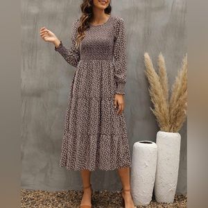Zattcas Boho Smocked Floral Dress